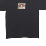 CHAMPION Mens Black Graphic T-Shirt M Short Sleeve Crew Neck Vintage Logo Patch