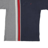 NAUTICA Mens Blue & Grey Cotton Polo Shirt L Short Sleeve Striped Casual