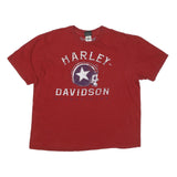 HARLEY DAVIDSON Mens Red Graphic T-Shirt XL Short Sleeve Crew Neck Motorcycle