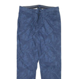 NAUTICA Mens Regular Fit Blue Leaf Print Cotton Blend Trousers W34 L32 Casual