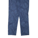 NAUTICA Mens Regular Fit Blue Leaf Print Cotton Blend Trousers W34 L32 Casual