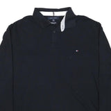 TOMMY HILFIGER Mens Black Long Sleeve Plain XL Cotton Blend Polo Shirt