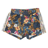 ADIDAS Womens Floral Print Navy Casual Shorts S W26 Three Stripe