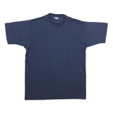 Mens Navy Blue Plain Cotton Blend T-Shirt L Short Sleeve Crew Neck Comfortable
