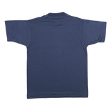 Mens Navy Blue Plain Cotton Blend T-Shirt L Short Sleeve Crew Neck Comfortable