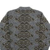 H. AL-JABI Mens Grey Patterned Jumper Crew Neck Basic Knit S Vintage Style