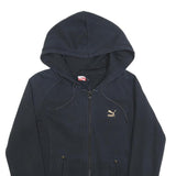 PUMA Womens Black Zip Hoodie M Cotton Blend Casual Lightweight Sweatshirt