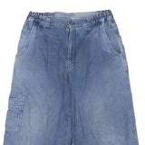 Mens Blue Casual Cotton Blend Cargo Shorts M W32 Button Closure