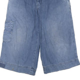 Mens Blue Casual Cotton Blend Cargo Shorts M W32 Button Closure
