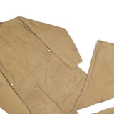 CARHARTT Mens Beige Cotton Loose Dungarees L W42 L28 Workwear Utility Overalls