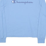 CHAMPION Mens Blue XL Long Sleeve Crew Neck Logo Print T-Shirt Cotton Blend