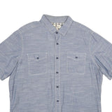WOOLRICH Mens Blue Shirt XL Cotton Short Sleeve Button Front Casual