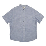 WOOLRICH Mens Blue Shirt XL Cotton Short Sleeve Button Front Casual