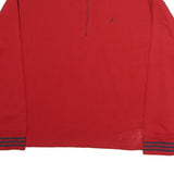 NAUTICA Mens Red 1/4 Zip Sweatshirt XL Striped Cuff Sporty Casual Pullover