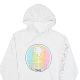 VANS Mens White Cotton Blend Hoodie M Off The Wall Pullover Graphic Print