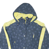 LADY KR Womens Blue & Yellow Zip Jacket L Polyester Blend Floral Print Hooded