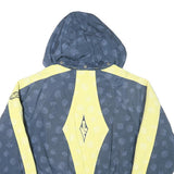 LADY KR Womens Blue & Yellow Zip Jacket L Polyester Blend Floral Print Hooded