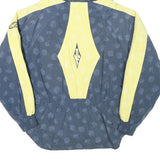 LADY KR Womens Blue & Yellow Zip Jacket L Polyester Blend Floral Print Hooded