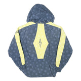 LADY KR Womens Blue & Yellow Zip Jacket L Polyester Blend Floral Print Hooded