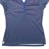 TOMMY HILFIGER Womens Blue Short Sleeve Geometric Polo Shirt S Polyester Blend