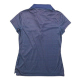 TOMMY HILFIGER Womens Blue Short Sleeve Geometric Polo Shirt S Polyester Blend