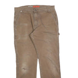 DICKIES Mens Cotton Blend Brown Regular Straight Trousers W34 L32 Workwear Zip