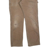 DICKIES Mens Cotton Blend Brown Regular Straight Trousers W34 L32 Workwear Zip