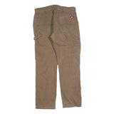 DICKIES Mens Cotton Blend Brown Regular Straight Trousers W34 L32 Workwear Zip