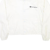CHAMPION Womens White Nylon Coach Jacket L Plain Lightweight Sportswear