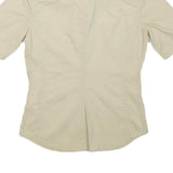 CALVIN KLEIN JEANS Womens Beige S Cotton Blend Shirt Short Sleeve Casual Summer