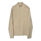 Ralph Lauren Ribbed Knit Zip Up - 2XL Cream Cotton
