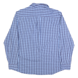 CHAPS Mens Blue & Navy Check Shirt 2XL Classic Cotton Blend Button Closure