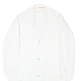 LUTTEURS Womens White Cotton Blend Button Jacket M Plain Classic