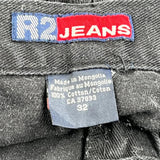 R2 Jeans Hip Hop Cargo Shorts - 32W 12L Black Cotton