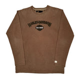 Harley Davidson Spellout Long Sleeve T-Shirt - Medium Brown Cotton