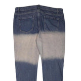 Blue Mens Slim Cotton Blend Denim Jeans W42 L31 Patch Detail Casual