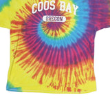 HANES Mens Yellow & Blue Tie Dye Coos Bay Oregon Graphic T-Shirt XL Short Sleeve