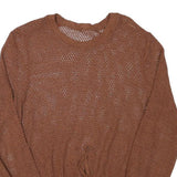 Womens Brown Open Knit Round Neck Lightweight Jumper XS Lightweight Knitwear