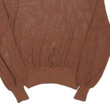 Womens Brown Open Knit Round Neck Lightweight Jumper XS Lightweight Knitwear