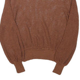 Womens Brown Open Knit Round Neck Lightweight Jumper XS Lightweight Knitwear