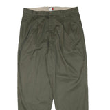 TOMMY HILFIGER Mens Cotton Blend Green Relaxed Straight Trousers W36 L31 Casual
