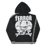 TERROR Mens Black Zip Hoodie S Skull Graphic Death Cant Stop Us