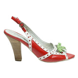 SACHELLE Womens Red White Green Slingback Leather High Heels UK 5 Stylish