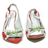 SACHELLE Womens Red White Green Slingback Leather High Heels UK 5 Stylish