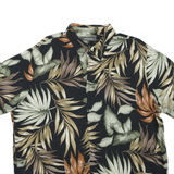 CROFT & BARROW Mens Black Green & Brown Leaf Print Shirt XL Casual Short Sleeve