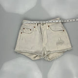 Levis Denim Shorts - 25W UK 6 Cream Cotton