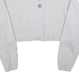 ADIDAS Womens Grey Cotton Blend Sweatshirt Crop Half Zip UK 16 Trefoil Logo