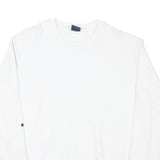 CHAMPION Mens White Crew Neck M Cotton Blend Pullover Sweatshirt Logo Sleeve