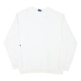 CHAMPION Mens White Crew Neck M Cotton Blend Pullover Sweatshirt Logo Sleeve