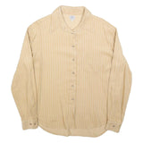 ARMANI JEANS Womens Beige Striped Shirt L Classic Button Up Polyester Blend